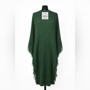 Oeuf Green Knit Dress with Fringe